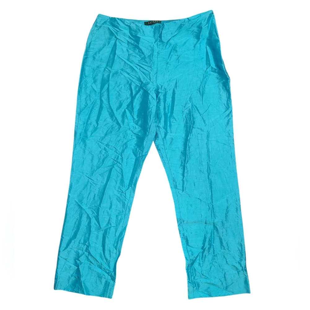 RALPH LAUREN turquoise silk pants 6